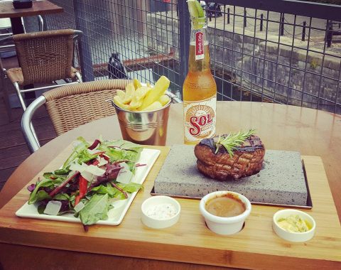 Enjoy an 8oz fillet steak on our terrace